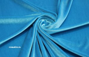 Для дивана ткань Бархат стрейч цвет голубой