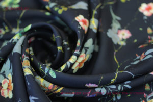 Ткань для пиджака Французский креп Летний сад цвет темно синий