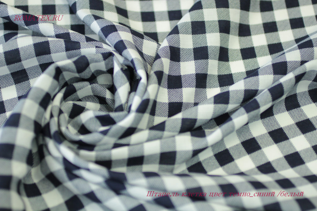 штапель клетка цвет темно синий/белый