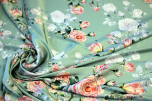 Ткань для халатов Армани шелк роза кустовая цвет фисташковый