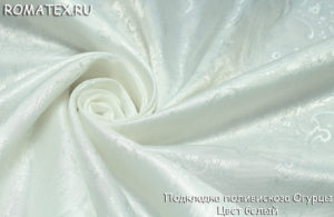 Ткань подкладочная для пальто Подкладка поливискоза огурцы  Цвет белый